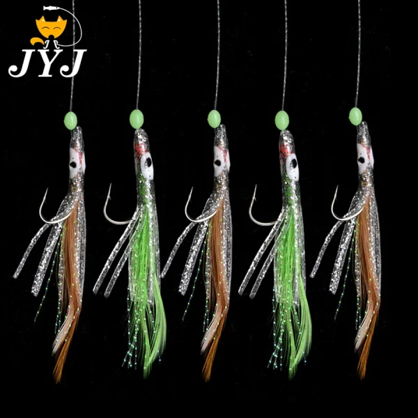 Combination sabiki Fishhook Fishing Lure Set Artificial Silicone soft squid Bait False skin Luminous Bead Flies Rattlin Sabiki - Image 2