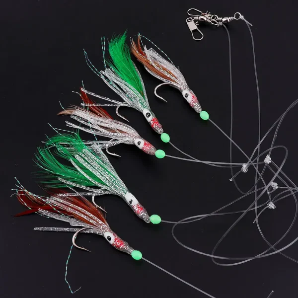 Combination sabiki Fishhook Fishing Lure Set Artificial Silicone soft squid Bait False skin Luminous Bead Flies Rattlin Sabiki - Image 6