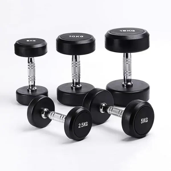 Wholesale Gym Accessories Fixed Black Rubber Dumbbell Fitness Equipment Ungovernable Dumbbell